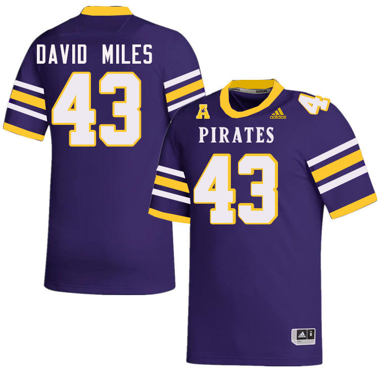 #43 Jordan David Miles East Carolina Pirates College Football Jersey Stitched-Purple #43 Jordan David Miles East Carolina Pirates College Football Jersey Stitched-Purple